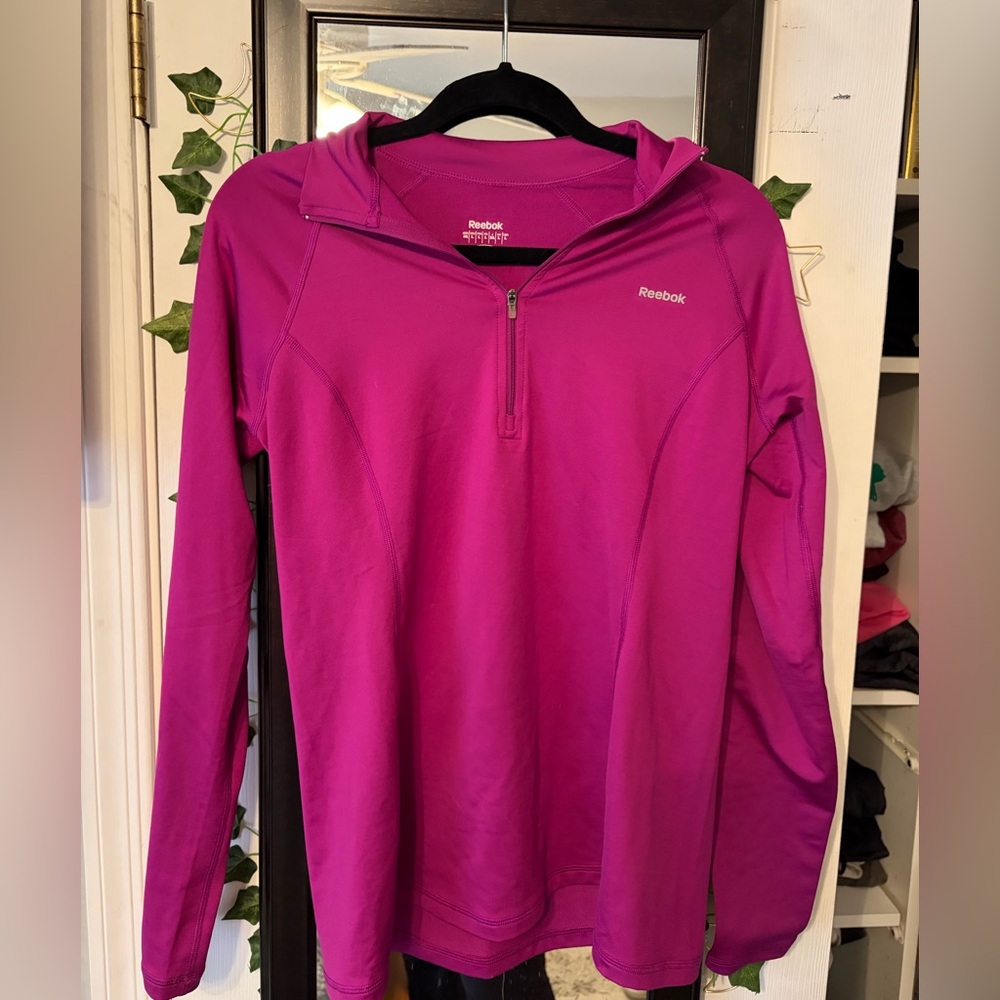 Reebok Women's Pink Long Sleeve Quarter Zip